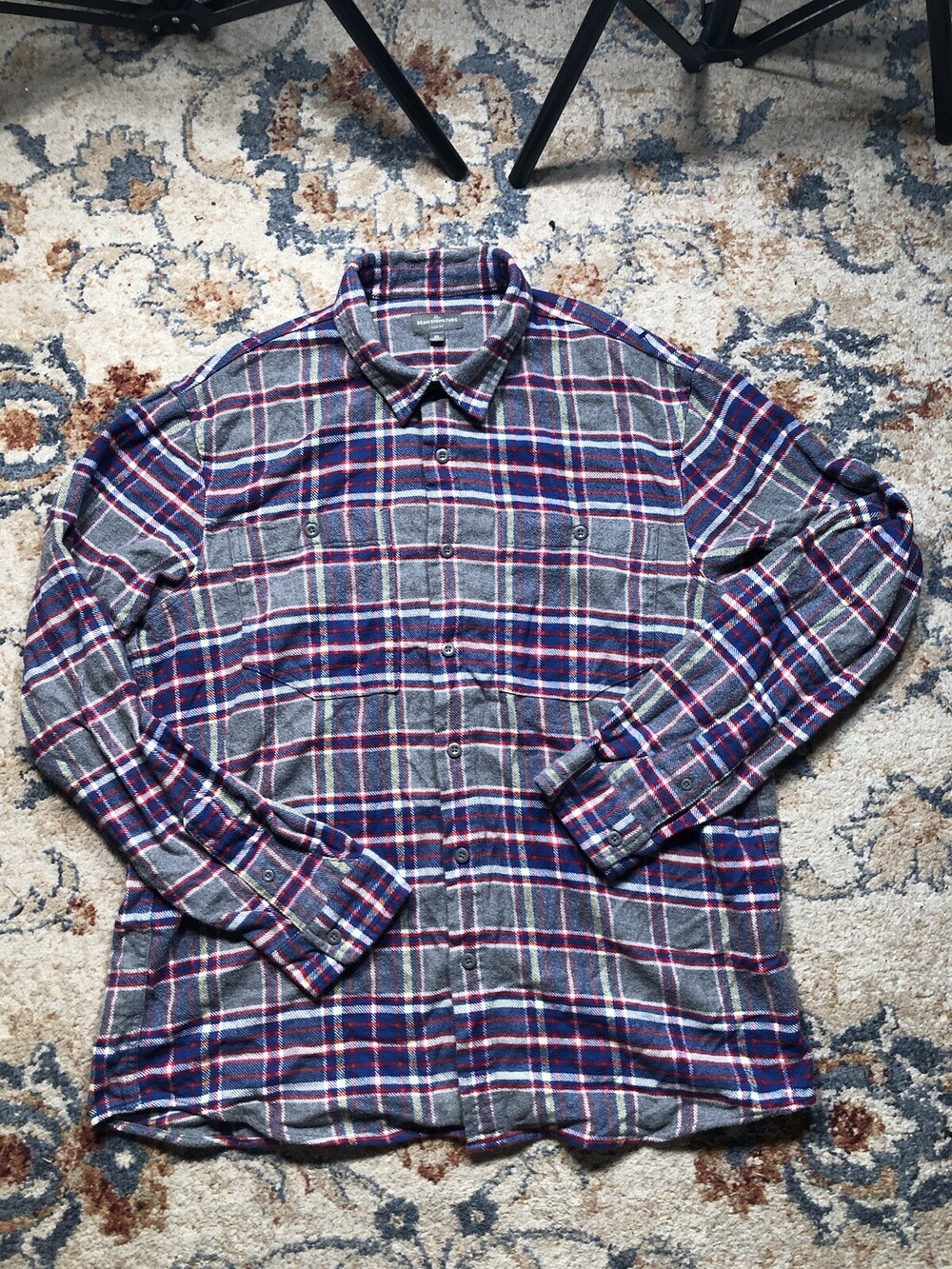 L.L. Bean Signature Slim Fit Button Up Flannel Shirt Mens XL Gray Plaid